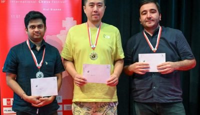 Xiangzhi Bu clear first at Biel Chess Festival 2026 Blitz Rating Open, Diptayan Ghosh second