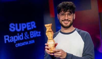 Firouzja wins Super Rapid and Blitz Croatia 2026 via Armageddon, Praggnanandhaa third