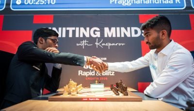 Super Rapid Croatia 2026: Praggnanandhaa and Gukesh play a hard-fought draw