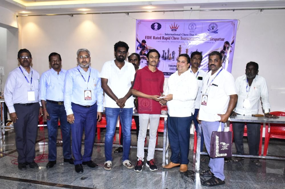 Manish Anto Cristiano wins International Chess Day Rapid Rating Open 2026 Tirupattur