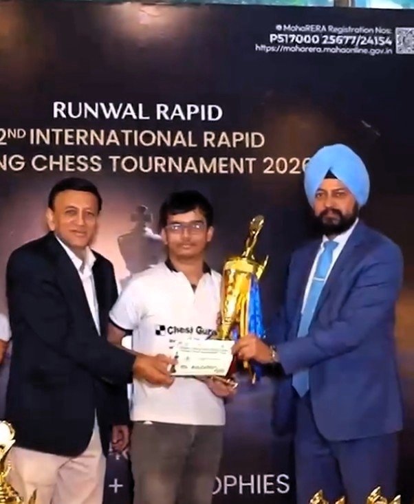Vedant Nitin Vekhande wins 2nd Runwal Rapid Rating Open 2026