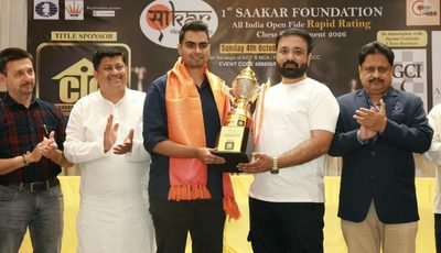 Abhimanyu Puranik awesome at 1st Saakar Foundation Rapid Rating Open 2026